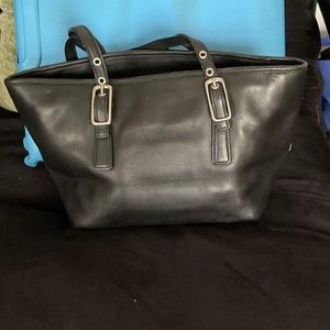 Coach black leather small handbag